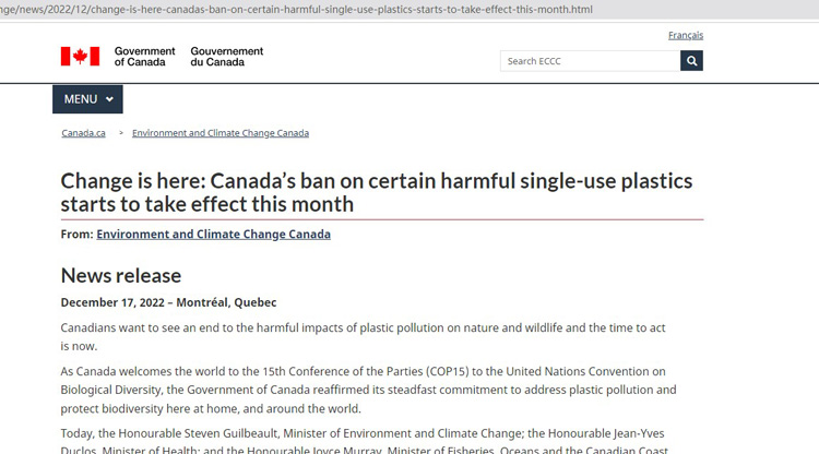 Канадский запрет на пластик